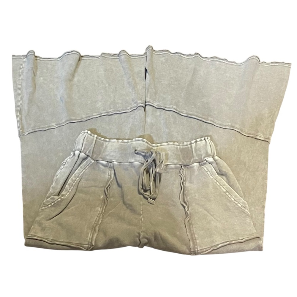 Easel Mineral Wash Mushroom Palazzo Pants S - Picture 3 of 16